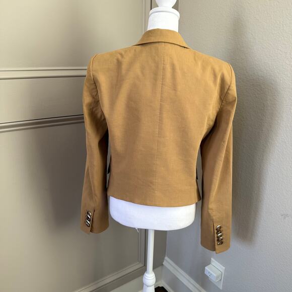 Veronica Beard Diego Linen Camel Double Breasted Dickey Blazer Jacket Sz 8 - Picture 7 of 13